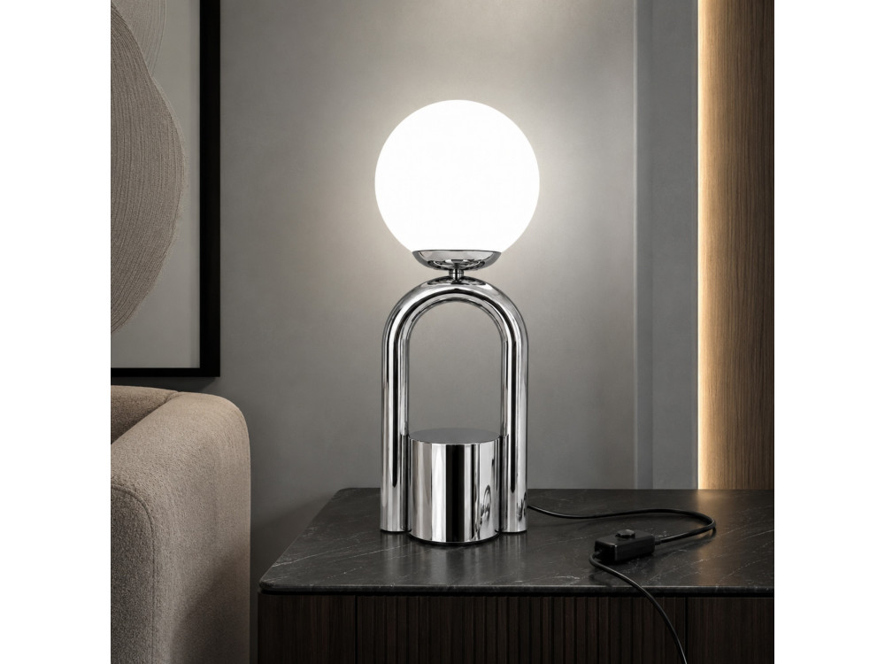 "Loop" Metal Table Lamp - 15 x 15 cm - Chrome
