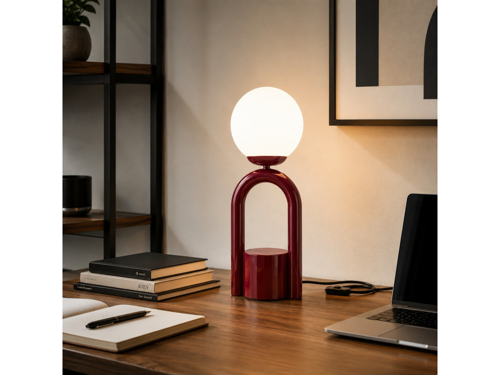 "Loop" Metal Table Lamp - 15 x 15 cm - Bordeaux