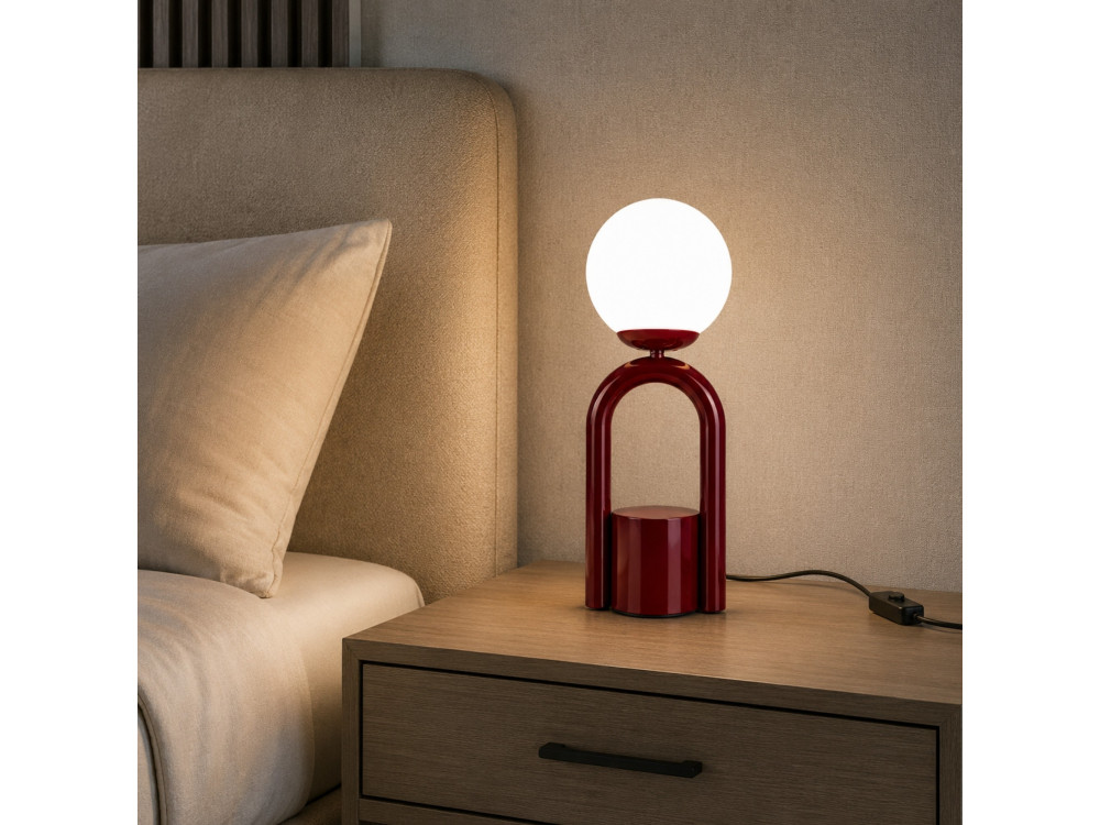 "Loop" Metal Table Lamp - 15 x 15 cm - Bordeaux