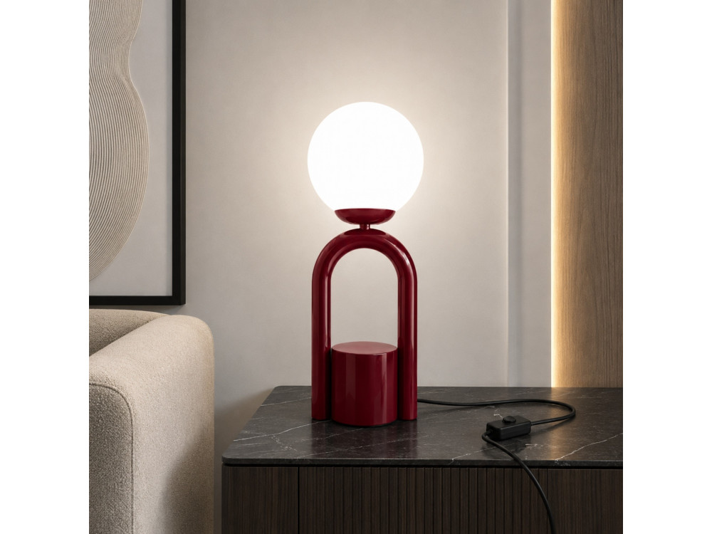 "Loop" Metal Table Lamp - 15 x 15 cm - Bordeaux