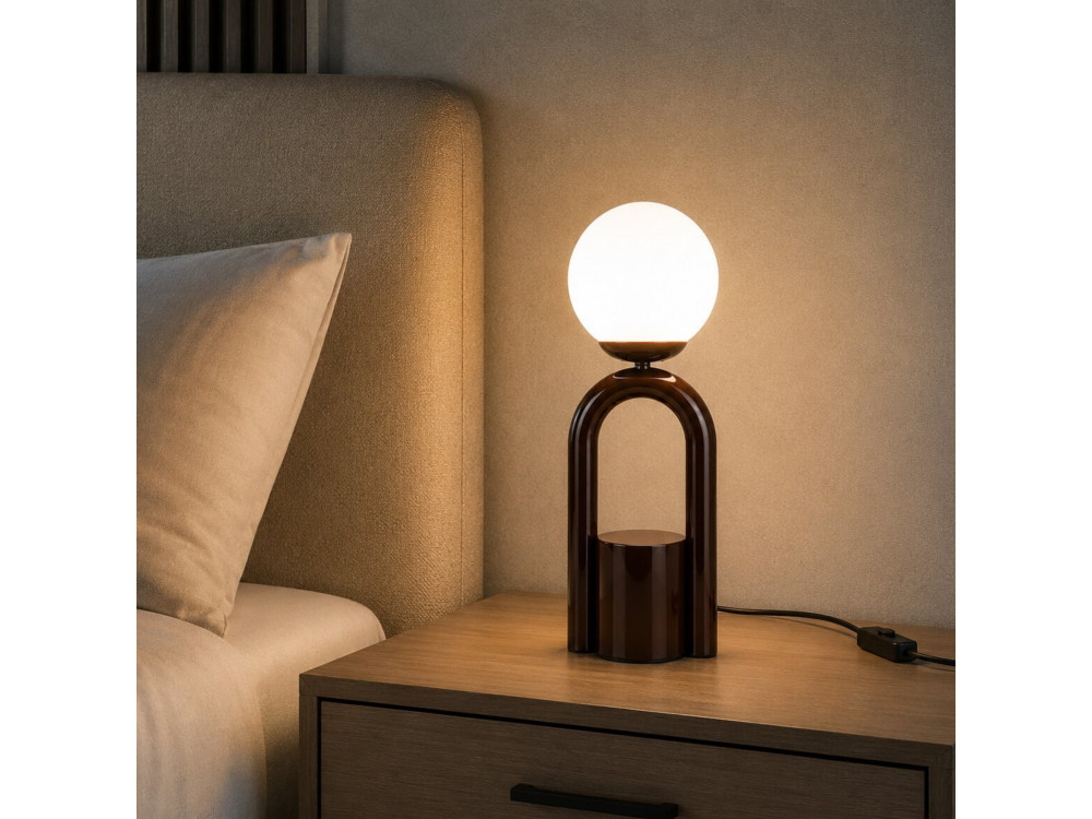"Loop" Metal Table Lamp - 15 x 15 cm - Brown