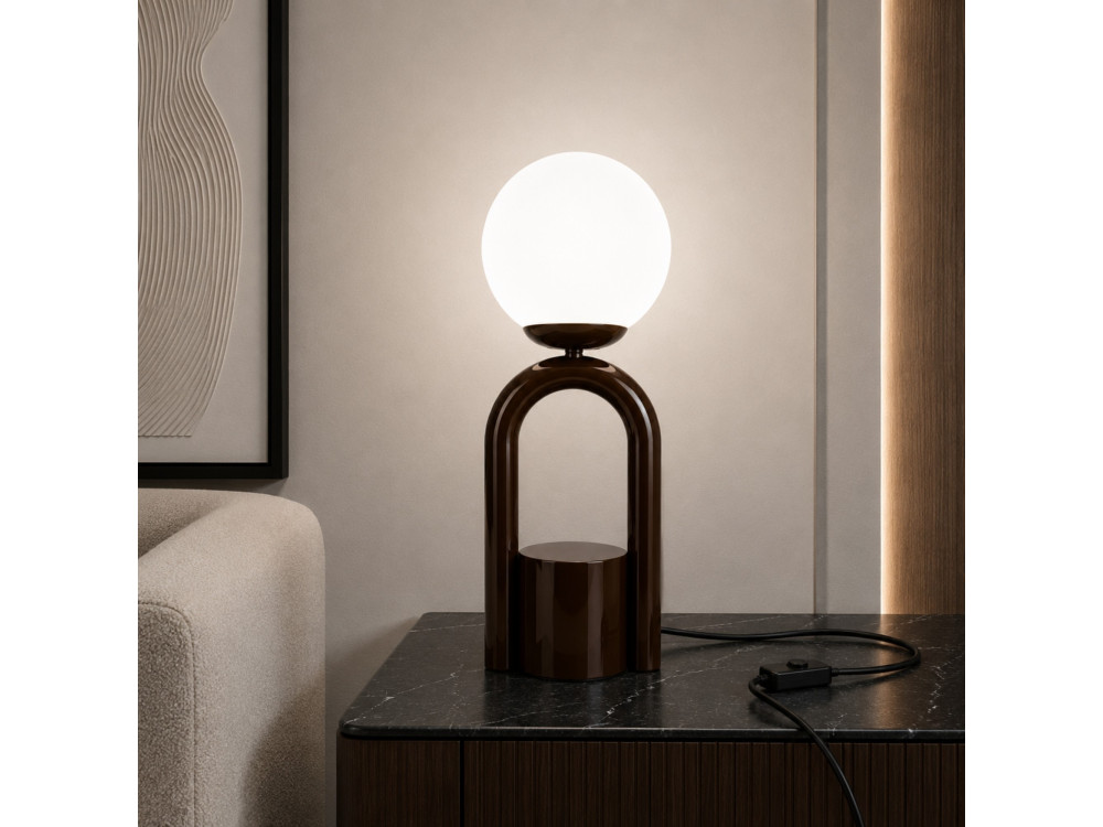 "Loop" Metal Table Lamp - 15 x 15 cm - Brown