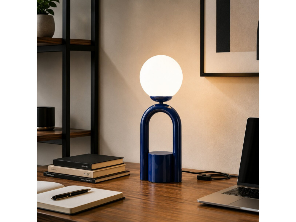 "Loop" Metal Table Lamp - 15 x 15 cm - Blue