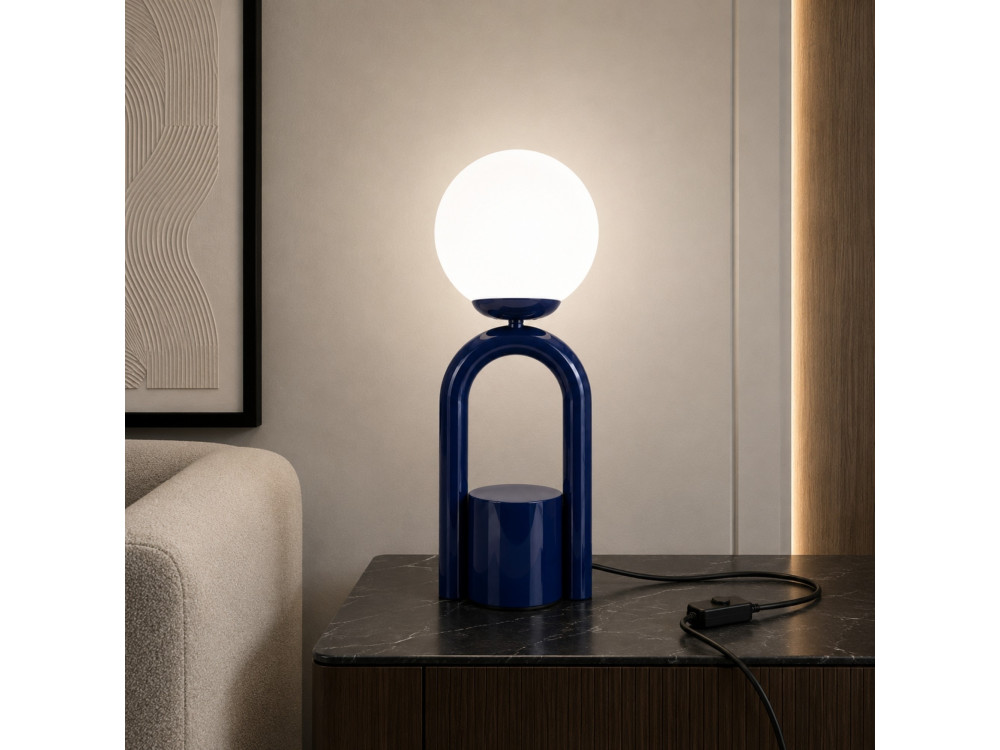 "Loop" Metal Table Lamp - 15 x 15 cm - Blue