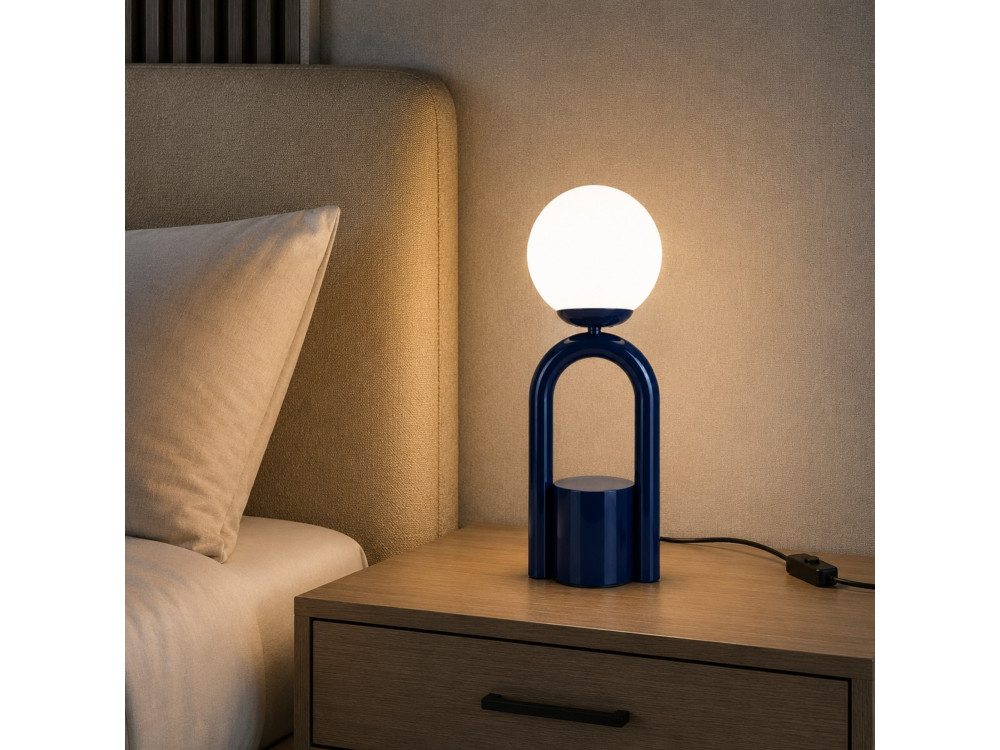"Loop" Metal Table Lamp - 15 x 15 cm - Blue