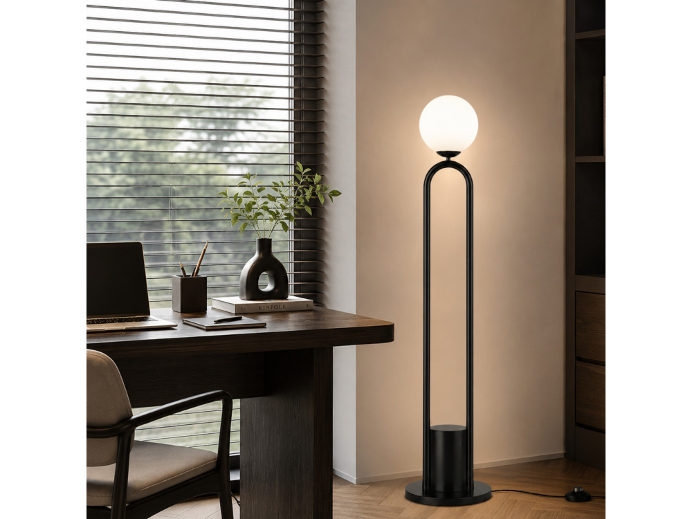 "Loop" Metal Floor Lamp - 30 x 30 cm - Black