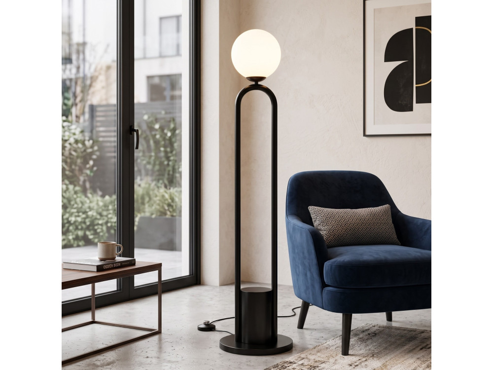 "Loop" Metal Floor Lamp - 30 x 30 cm - Black