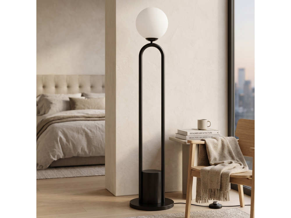 "Loop" Metal Floor Lamp - 30 x 30 cm - Black