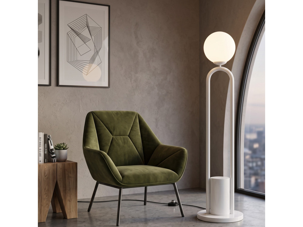 "Loop" Metal Floor Lamp - 30 x 30 cm - White