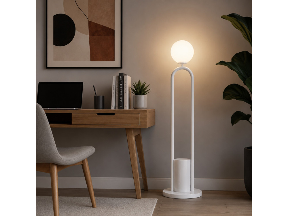 "Loop" Metal Floor Lamp - 30 x 30 cm - White