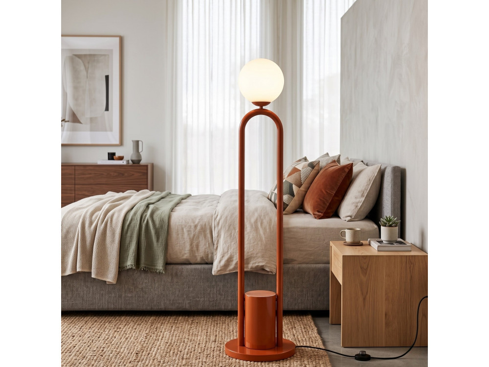 "Loop" Metal Floor Lamp - 30 x 30 cm - Brown