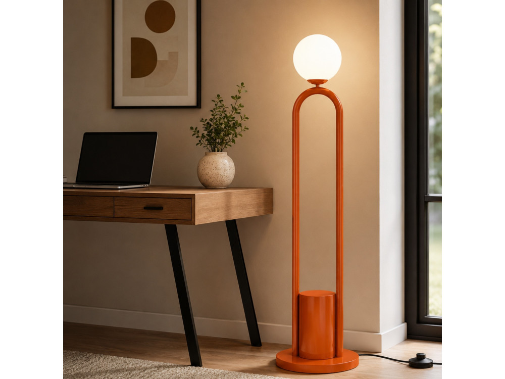 "Loop" Metal Floor Lamp - 30 x 30 cm - Brown