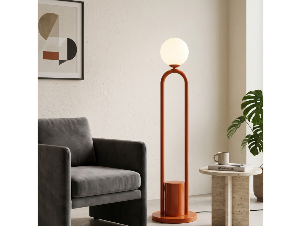 "Loop" Metal Floor Lamp - 30 x 30 cm - Brown