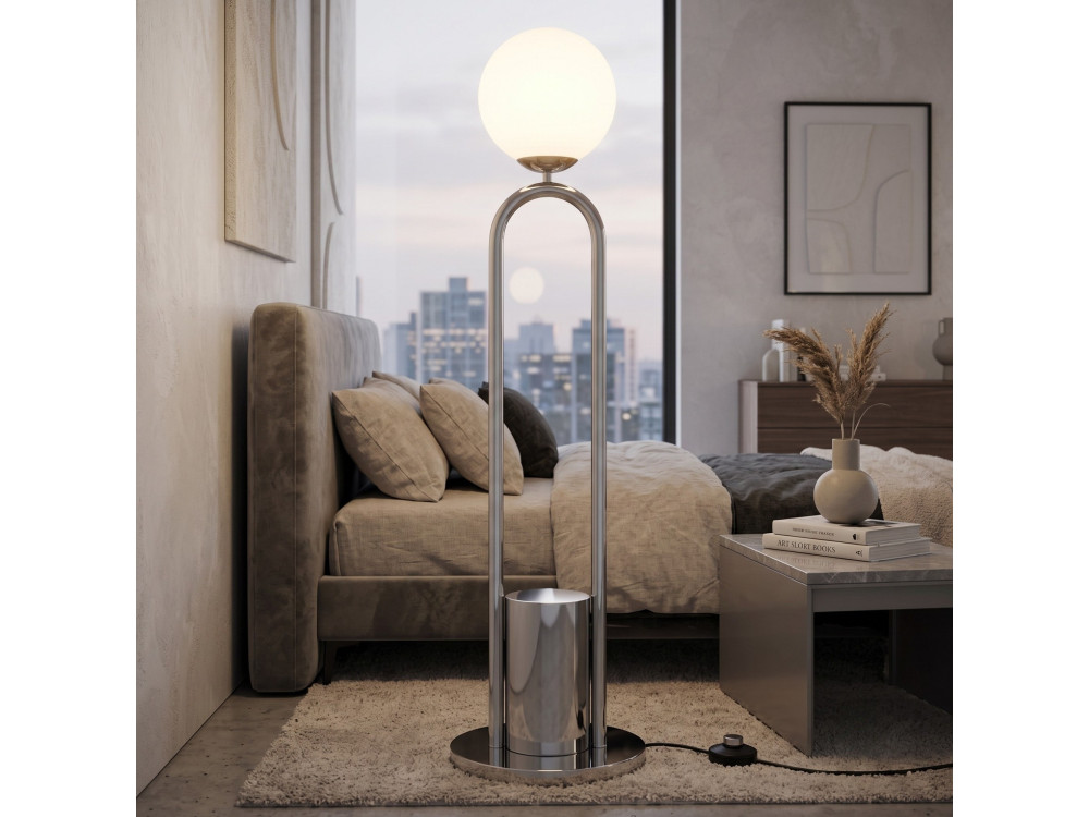 "Loop" Metal Floor Lamp - 30 x 30 cm - Gray