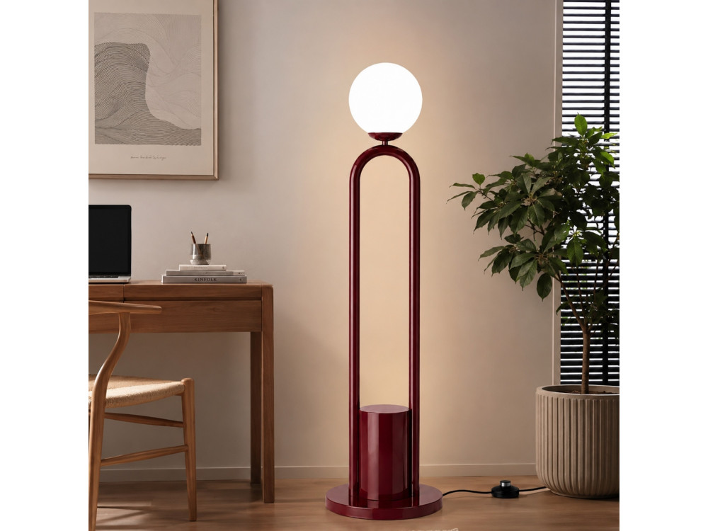 "Loop" Metal Floor Lamp - 30 x 30 cm - Red