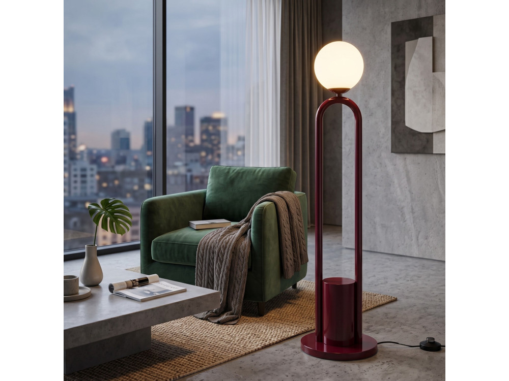 "Loop" Metal Floor Lamp - 30 x 30 cm - Red