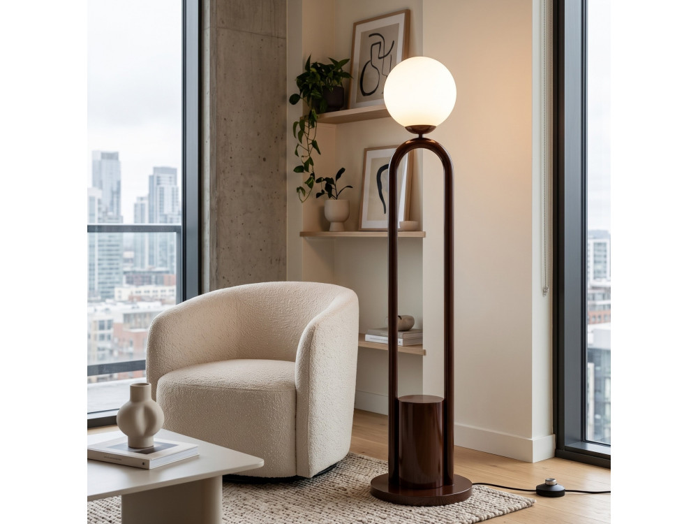 "Loop" Metal Floor Lamp - 30 x 30 cm - Brown