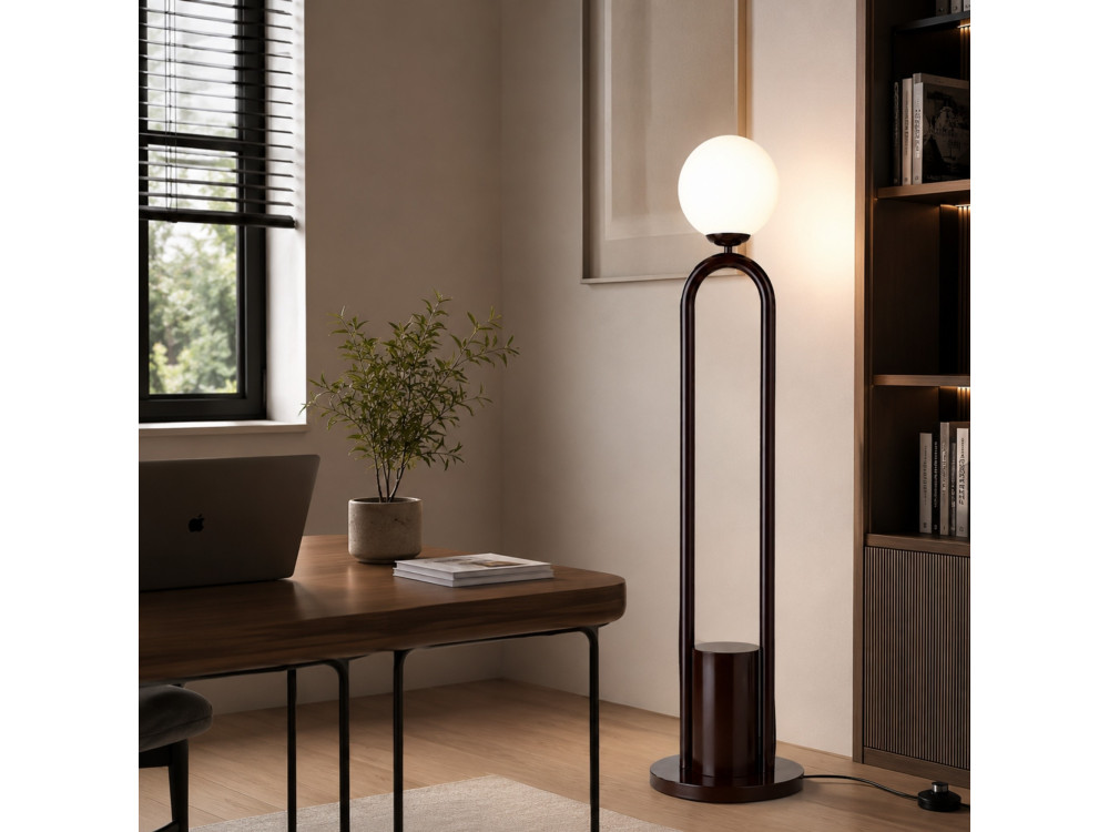 "Loop" Metal Floor Lamp - 30 x 30 cm - Brown