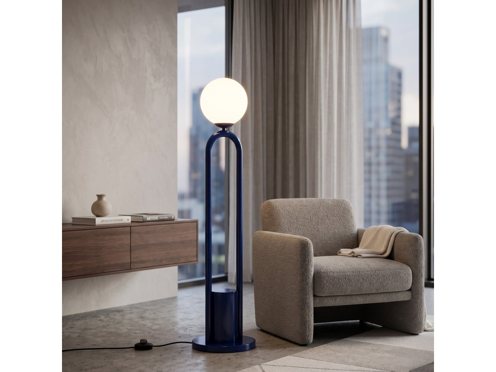 "Loop" Metal Floor Lamp - 30 x 30 cm - Blue