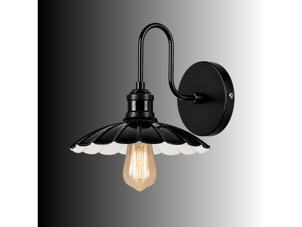 "Volan" Metal Wall Sconce - 25 x 30 cm - Black