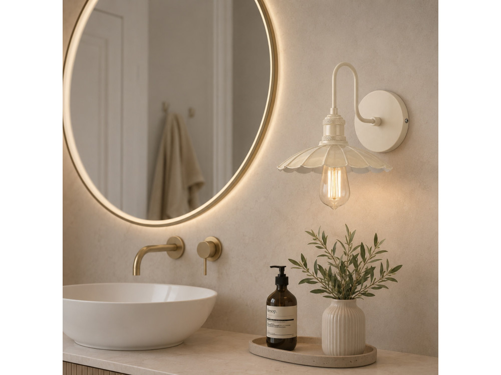 "Volan" Metal Wall Sconce - 25 x 30 cm - Beige