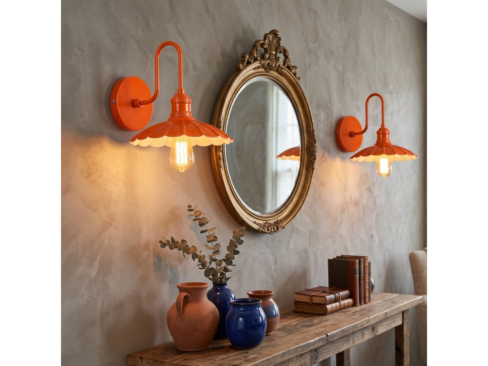 "Volan" Metal Wall Sconce - 25 x 30 cm - Orange