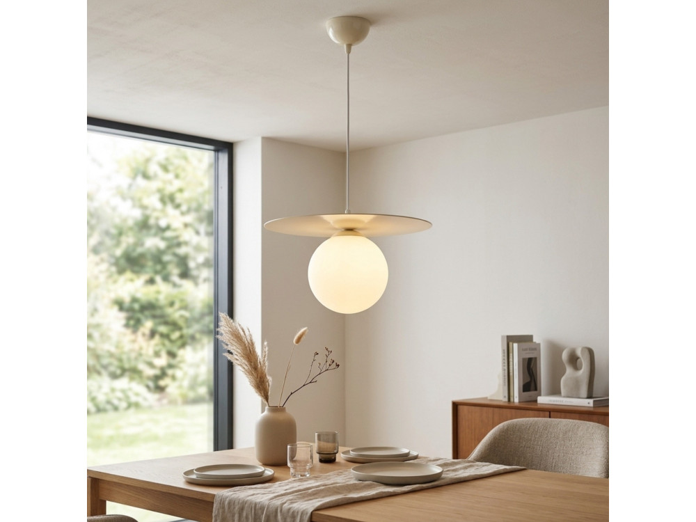 "Vesper" Metal Pendant Light - 40 x 40 cm - Beige