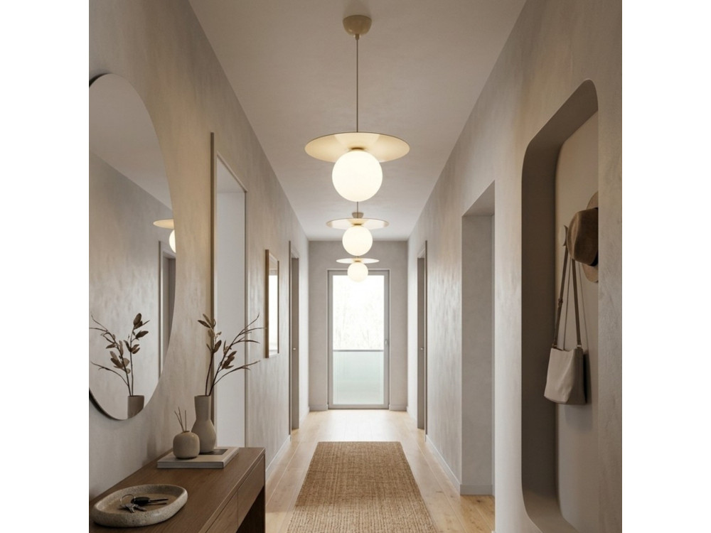 "Vesper" Metal Pendant Light - 40 x 40 cm - Beige