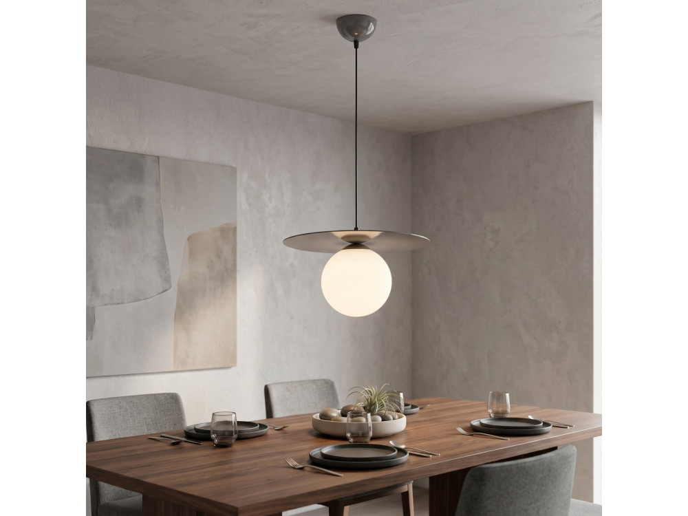 "Vesper" Metal Pendant Light - 40 x 40 cm - Gray