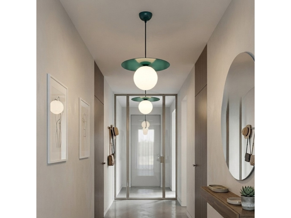 "Vesper" Metal Pendant Light - 40 x 40 cm - Green