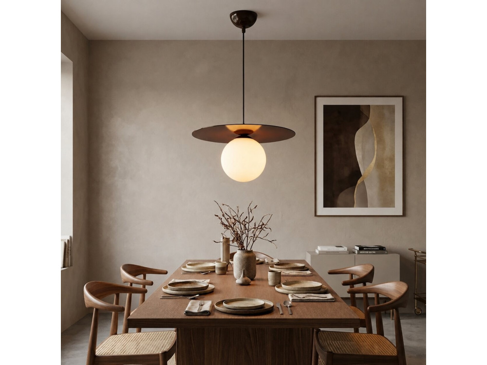 "Vesper" Metal Pendant Light - 40 x 40 cm - Brown
