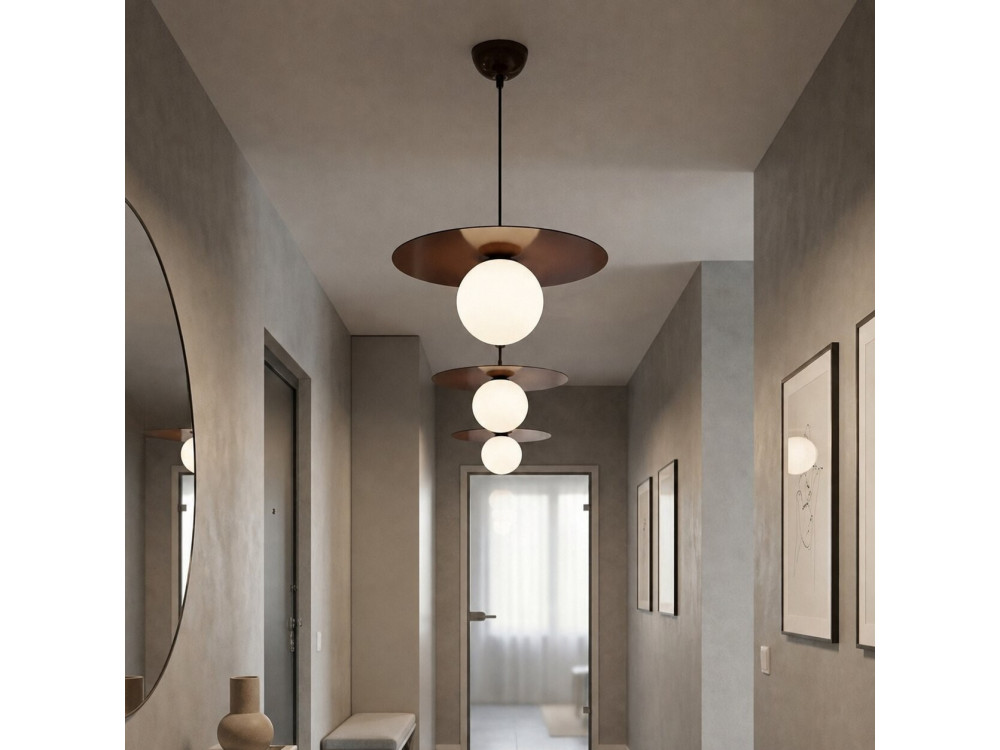 "Vesper" Metal Pendant Light - 40 x 40 cm - Brown