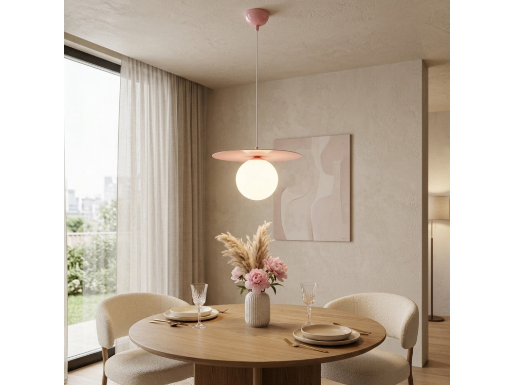 "Vesper" Metal Pendant Light - 40 x 40 cm - Pink