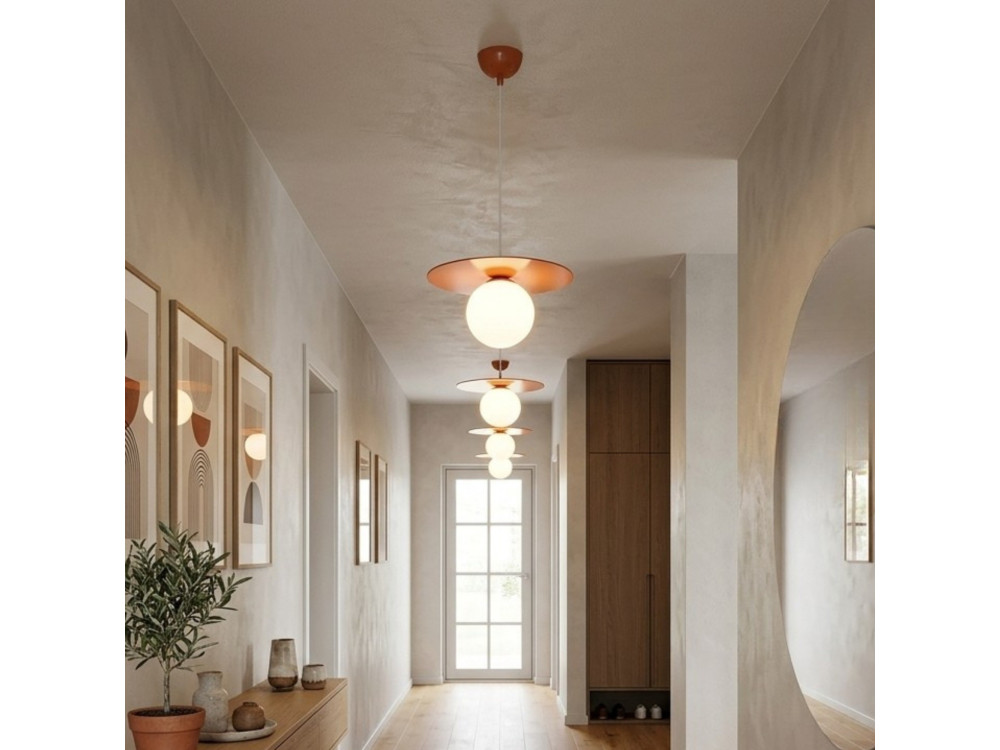 "Vesper" Metal Pendant Light - 40 x 40 cm - Orange