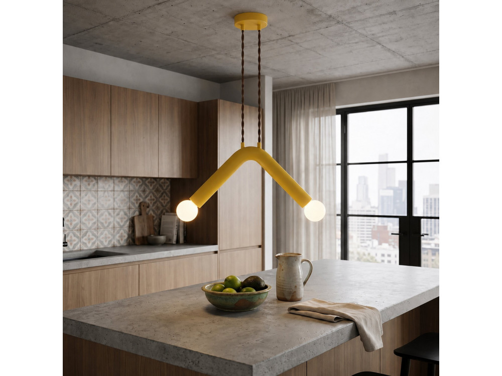 "Balance" Metal Pendant Light - 33 x 15 cm - Yellow