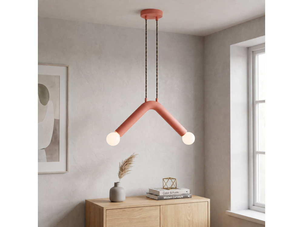"Balance" Metal Pendant Light - 33 x 15 cm - Pink