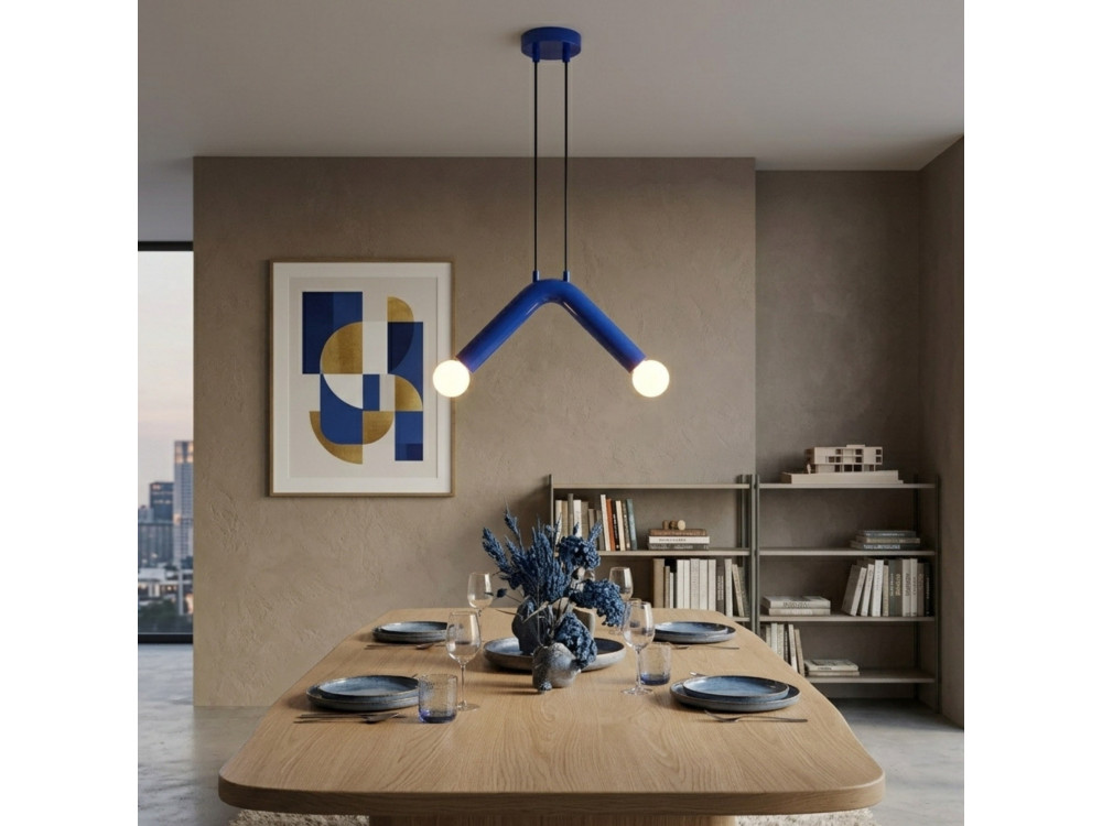 "Balance" Metal Pendant Light - 33 x 15 cm - Blue