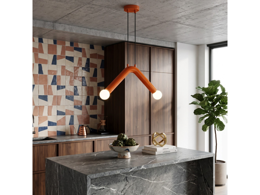 "Balance" Metal Pendant Light - 33 x 15 cm - Orange