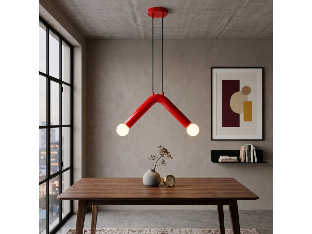 "Balance" Metal Pendant Light - 33 x 15 cm - Red