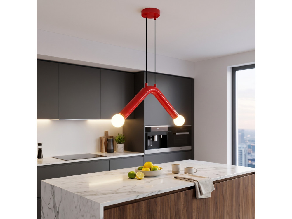 "Balance" Metal Pendant Light - 33 x 15 cm - Red