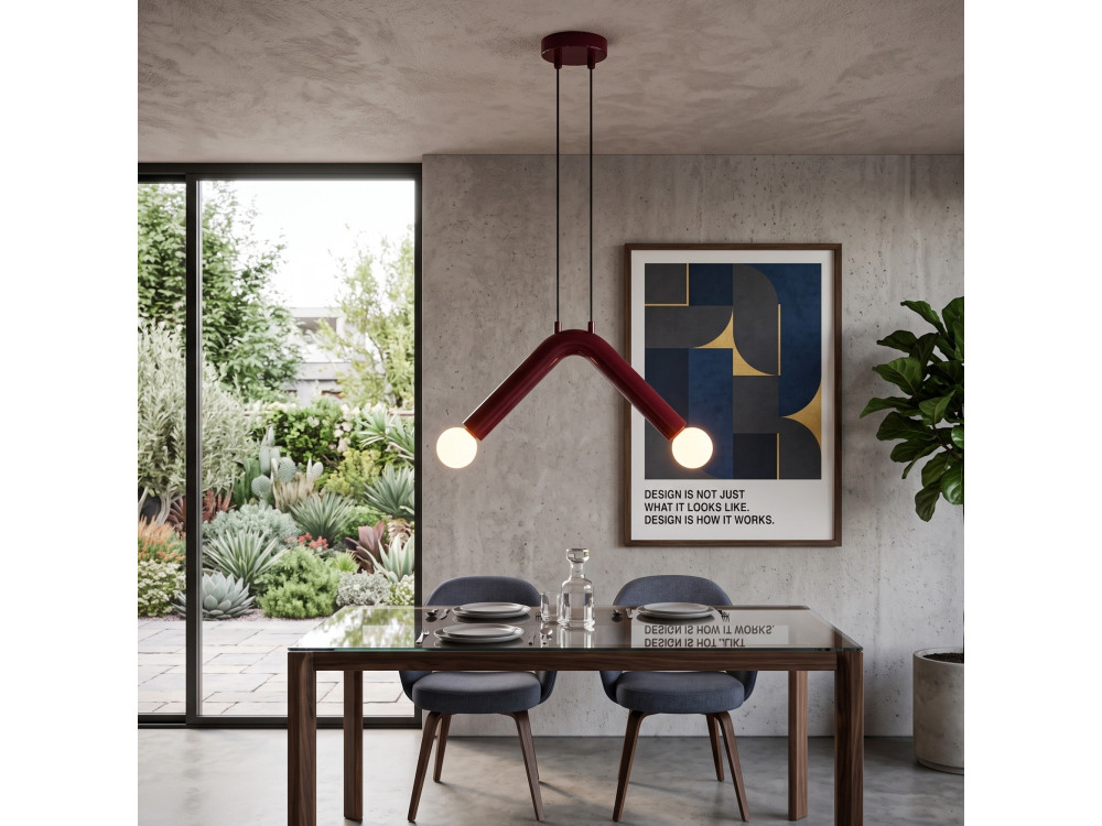 "Balance" Metal Pendant Light - 33 x 15 cm - Red