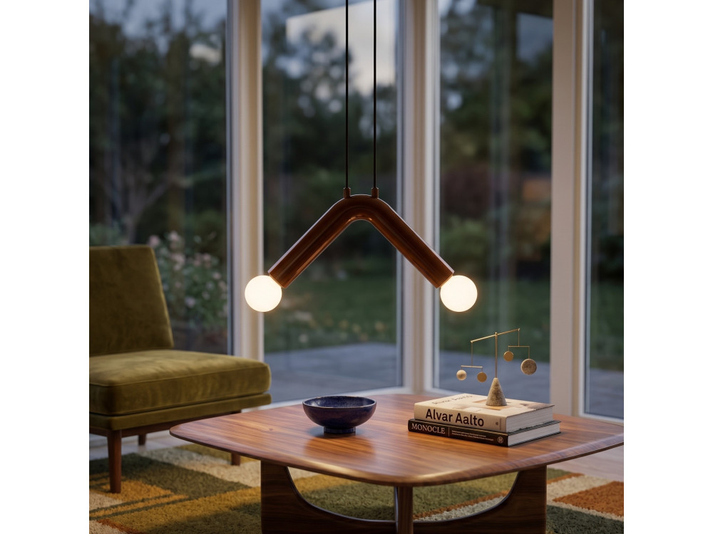 "Balance" Metal Pendant Light - 33 x 15 cm - Brown