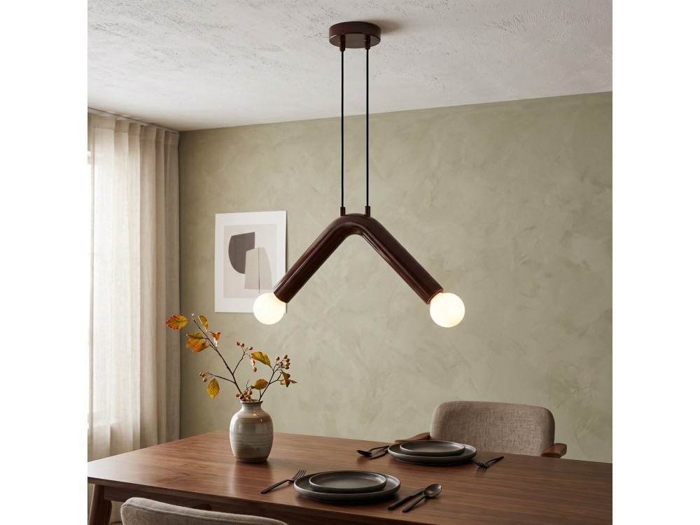 "Balance" Metal Pendant Light - 33 x 15 cm - Brown