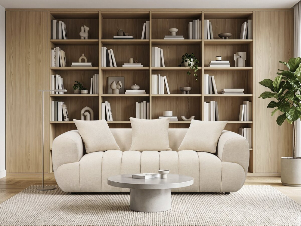 "La Fayette" Straight Sofa - 3-Seater - Beige
