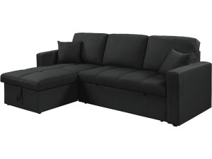 "Alain" Bubble-Style Convertible/Reversible Corner Sofa - 3-Seater - Black