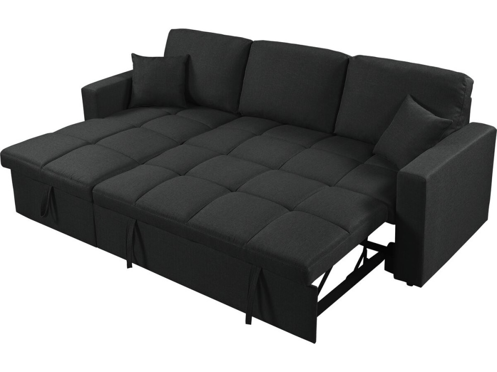 "Alain" Bubble-Style Convertible/Reversible Corner Sofa - 3-Seater - Black