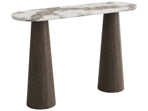 "Zora" Wooden Console Table with Ceramic Top - 140 x 40 x 80 cm - Brown