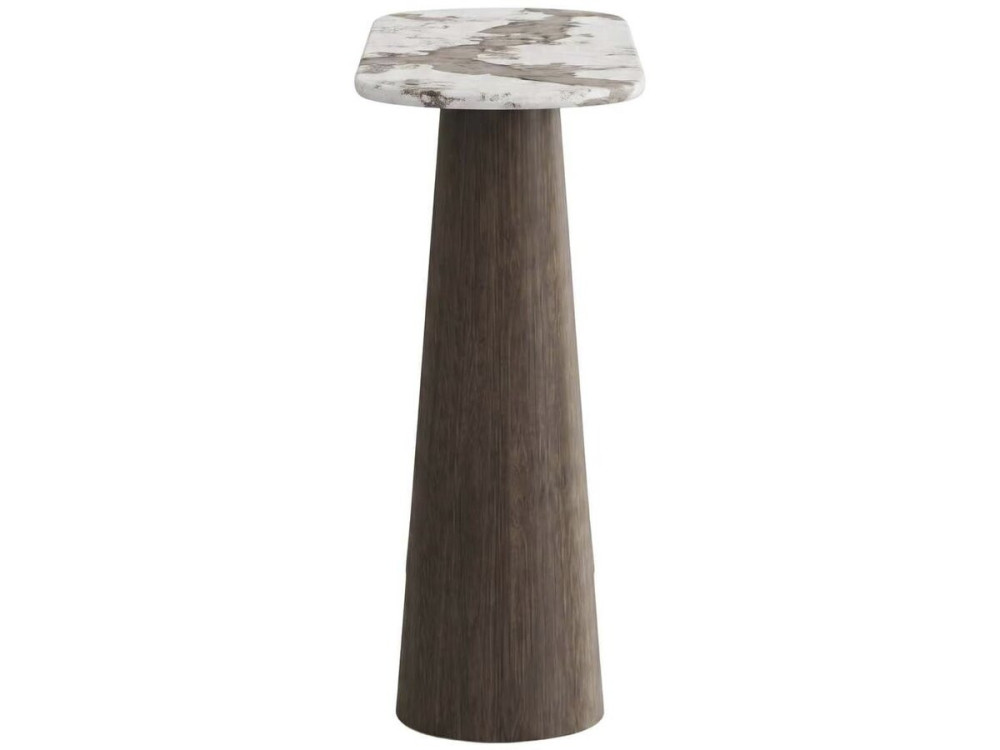 "Zora" Wooden Console Table with Ceramic Top - 140 x 40 x 80 cm - Brown