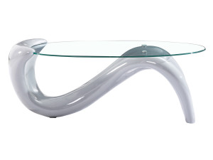Oval Fiberglass Low Table / Coffee Table "Maya" in Fiberglass - Grey