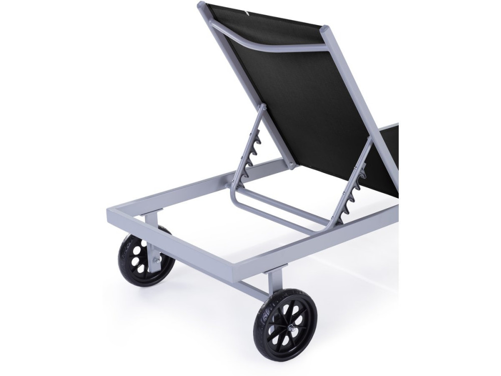 Aluminum and texteline Sun lounger  Bella - "Phoenix" - Black